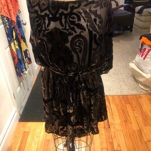 Elegant Black and Brown Patterned Dress